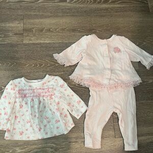 Pink Baby Outfit Set with Floral Details